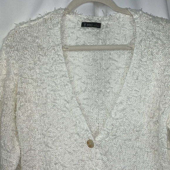 V ery J button down long sleeve cardigan Sz L White - Picture 5 of 10